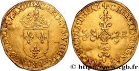 CHARLES IX
Type : Écu d'or au soleil, 1er type 
Date : 1563 
Mint name / Town : Saint-Lô 
Quantity minted : 5247 
Metal : gold 
Millesimal fineness : ...
