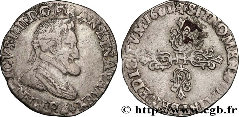 HENRY IV
Type : Demi-franc, type de Dijon 
Date : 1601 
Mint name / Town : Dijon...