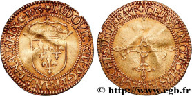 LOUIS XIII
Type : Écu d'or au soleil, à la croix bâtonnée et fleuronnée 
Date : 1615 
Mint name / Town : Saint-Lô 
Quantity minted : 12400 
Metal : go...