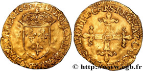 LOUIS XIII
Type : Écu d'or au soleil, à la croix bâtonnée et fleuronnée 
Date : 1635 
Mint name / Town : Saint-Lô 
Quantity minted : 3000 
Metal : gol...
