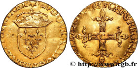 LOUIS XIII
Type : Écu d'or au soleil, à la croix bâtonnée et fleuronnée 
Date : 1638 
Mint name / Town : Saint-Lô 
Quantity minted : 4820 
Metal : gol...