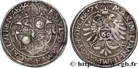 MURBACH AND LURE - JOHANN-ULRICH OF RAITENEAU
Type : Guldenthaler (60 Kreuzers) 
Date : 1575 
Mint name / Town : Saint-Amarin 
Metal : silver 
Diamete...