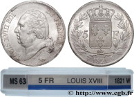 LOUIS XVIII
Type : 5 francs Louis XVIII, tête nue 
Date : 1821 
Mint name / Town : Lille 
Quantity minted : 3.672.826 
Metal : silver 
Millesimal fine...
