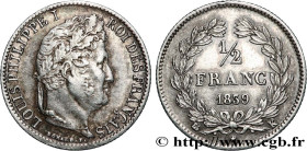 LOUIS-PHILIPPE I
Type : 1/2 franc Louis-Philippe 
Date : 1839 
Mint name / Town : Bordeaux 
Quantity minted : 18129 
Metal : silver 
Millesimal finene...