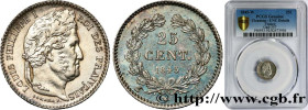LOUIS-PHILIPPE I
Type : 25 centimes Louis-Philippe 
Date : 1845 
Mint name / Town : Lille 
Quantity minted : 30134 
Metal : silver 
Millesimal finenes...