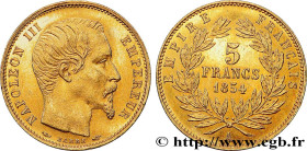 SECOND EMPIRE
Type : 5 francs or Napoléon III, tête nue, petit module, tranche lisse 
Date : 1854 
Mint name / Town : Paris 
Quantity minted : 690.838...