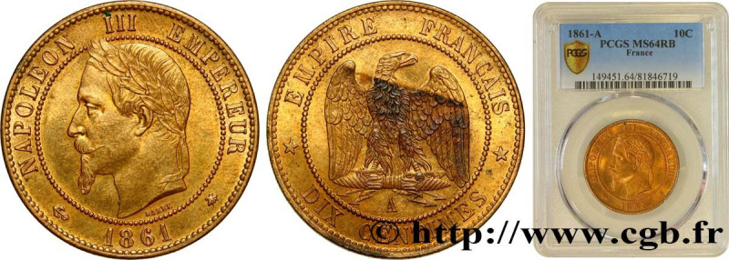 SECOND EMPIRE
Type : Dix centimes Napoléon III, tête laurée 
Date : 1861 
Mint n...