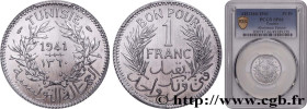 TUNISIA - FRENCH PROTECTORATE
Type : Épreuve de 1 Franc sans le nom du Bey AH1360 en aluminium 
Date : 1941 
Mint name / Town : Paris 
Quantity minted...