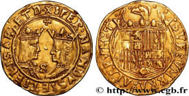 SPAIN - ISABELLA AND FERDINAND
Type : Double excellente 
Date : n.d. 
Mint name / Town : Séville 
Quantity minted : - 
Metal : gold 
Diameter : 26,67 ...