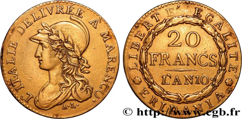 ITALY - SUBALPINE GAUL
Type : 20 Francs or Marengo 
Date : An 10 (1801-1802) 
Mi...