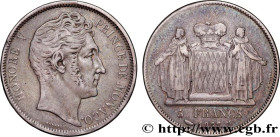 MONACO - HONORE V
Type : 5 Francs  
Date : 1837 
Mint name / Town : Monaco 
Metal : silver 
Millesimal fineness : 900  ‰
Diameter : 37,33  mm
Orientat...
