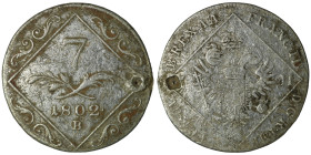 HOLY ROMAN EMPIRE. Franz II (AD 1792-1806). 1802-B
7 Kreuzer (26mm, 4,56g)