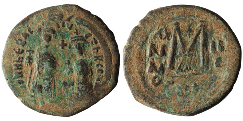 Heraclius with Heraclius Constantine (AD 610-641). Constantinople. dated RY 3 = ...