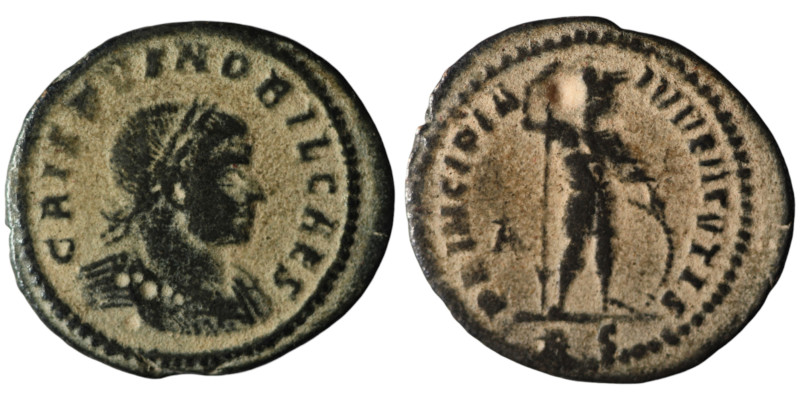 Crispus, Caesar (AD 316-326). Rome
AE Follis (21mm, 2,64g)

Artificial sandpatin...