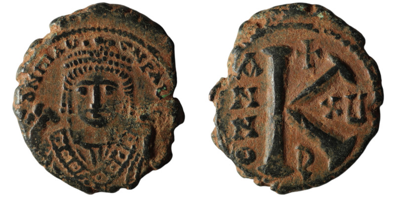 Maurice Tiberius (AD 582-602). Theoupolis (Antioch). dated RY 15 = 596/7
AE Half...