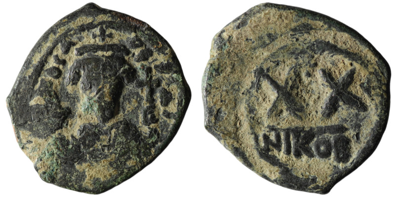 Phocas (AD 602-610). Nicomedia.
AE Half Follis (23mm, 5,00g)