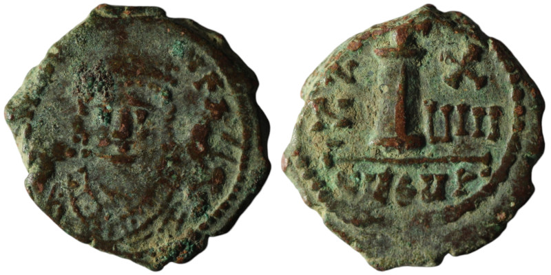 Maurice Tiberius (AD 582-602). Theoupolis (Antioch). dated RY 18 = 599/600
AE De...