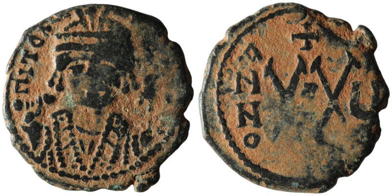 Maurice Tiberius (AD 582-602). Theoupolis (Antioch
AE Half Follis (24mm, 5,38g)