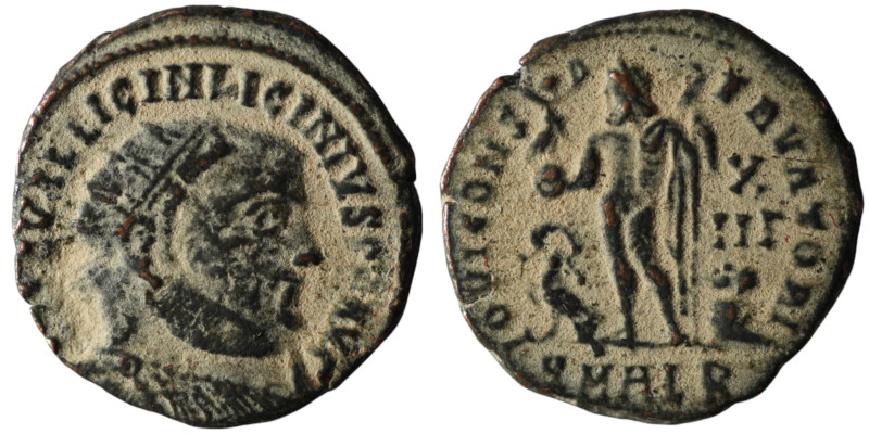 Licinius I (AD 308-324). Alexandria
AE Follis (20mm, 3,18g)

Artificial sandpati...