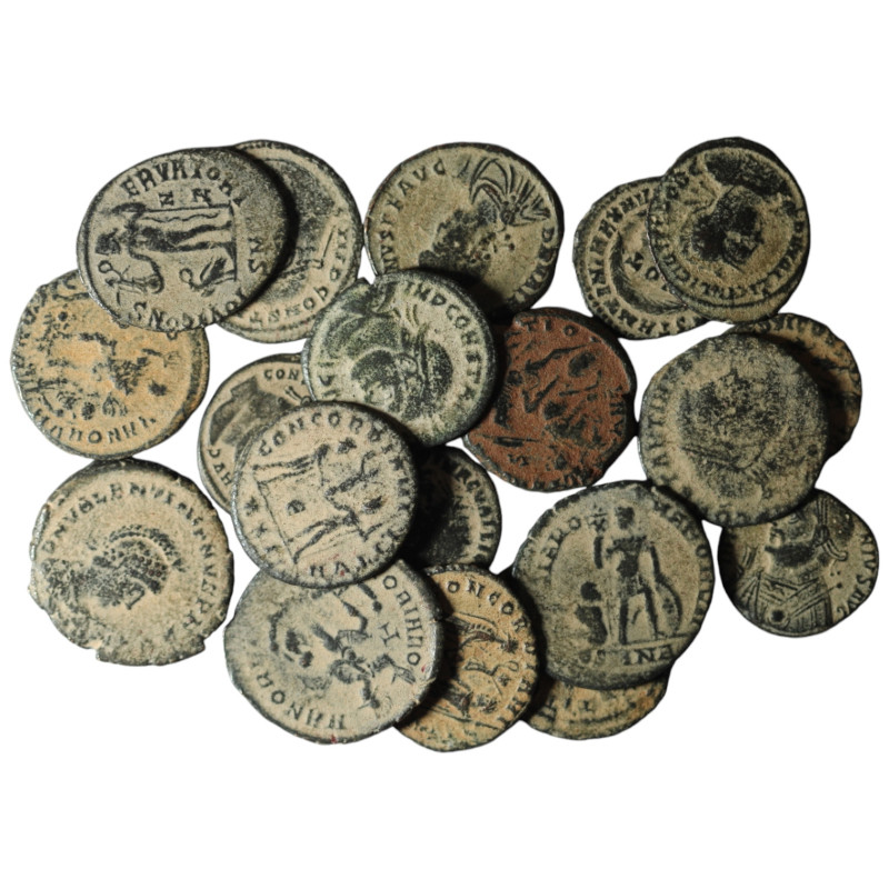 20 pieces Roman Imperial coins. artificial sandpatina / SOLD AS SEEN, NO RETURN!