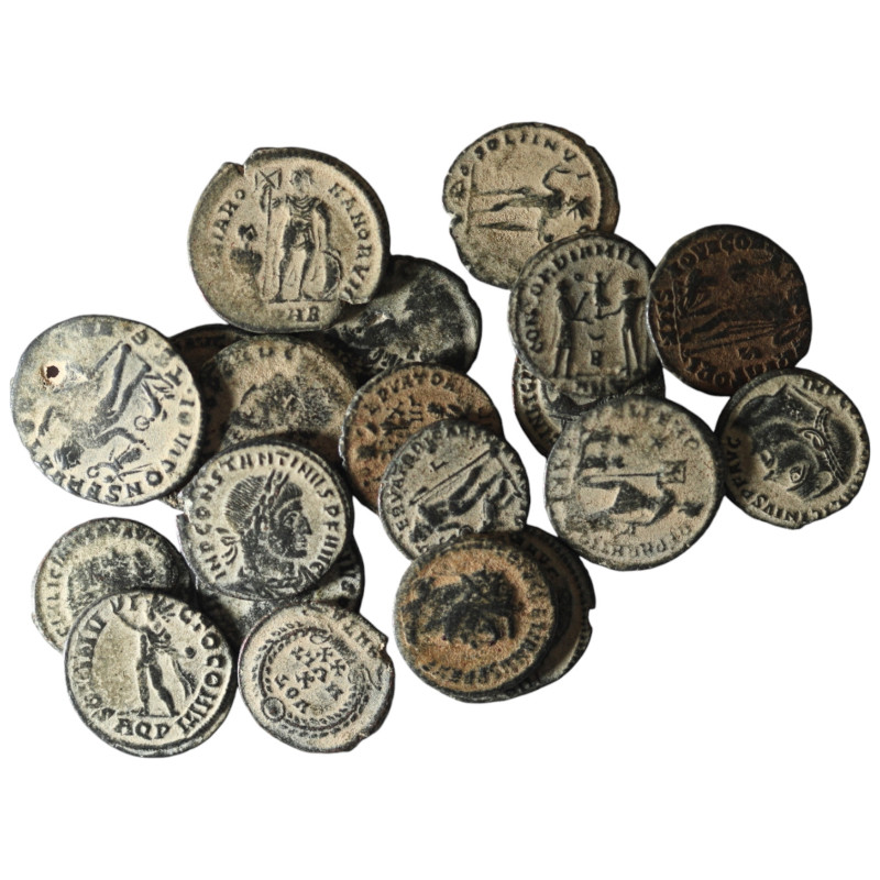 20 pieces Roman Imperial coins. artificial sandpatina. / SOLD AS SEEN, NO RETURN...