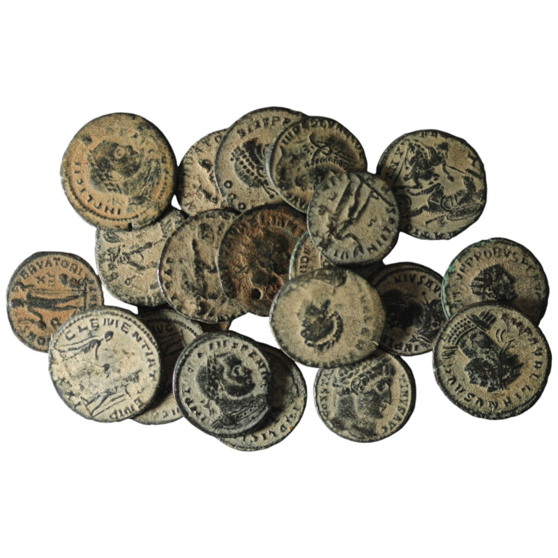 20 pieces Roman Imperial coins. artificial sandpatina. / SOLD AS SEEN, NO RETURN...