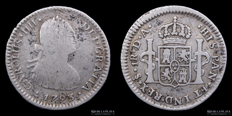 Santiago. Carlos IV (1789-1808) 1 Real 1793 DA. Cantidad acuñada: 77.000 unidade...
