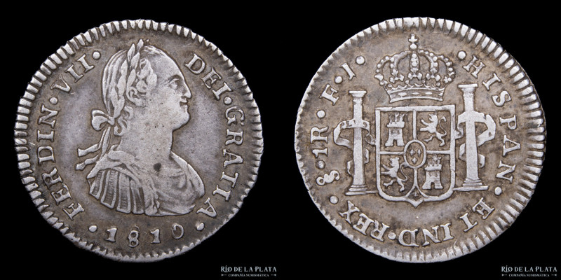 Santiago. Fernando VII (1808-1833) 1 Real 1810 FJ. Plata 896; 21.0mm; 3.42g. Can...