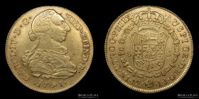 Lima. Carlos IV. 8 Escudos 1791 IJ. Transicional. KM92