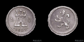 Lima. Fernando VII. 1/4 Real 1820 L. KM108