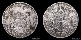 Mexico. Carlos III. 8 Reales 1769 MF. Columnaria. Chopmarks. KM105