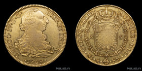 Mexico. Carlos IV. 8 Escudos 1789 FM. Transicional. KM157