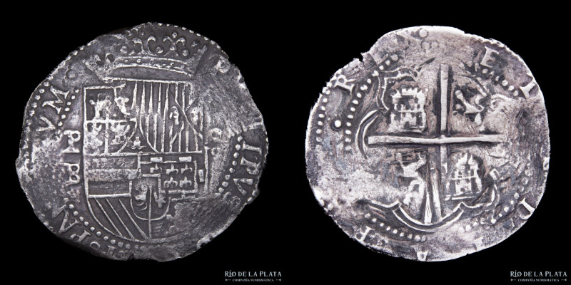 Potosí. Felipe II (1574-1598) 8 Reales ND 1589-1592 B (4º Período de Juan y Hern...