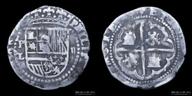 Potosi. Felipe II. 2 Reales 1579-80 L. Macuquina. CJ 3.6