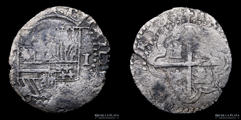 Potosi. Felipe II (1556-1598) 1 Real 1576-79 B (Juan de Ballesteros Narvaez) Mac...