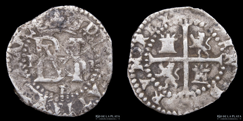 Potosí. Felipe II (1574-1598) 1/2 Real ND 1576-1577 L (Desconocido). Macuquina. ...