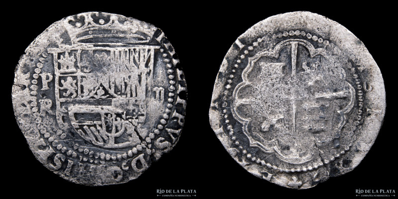 Potosi. Felipe III (1598-1621) 2 Reales 1602-13 R (Baltasar Ramos Leceta). Plata...