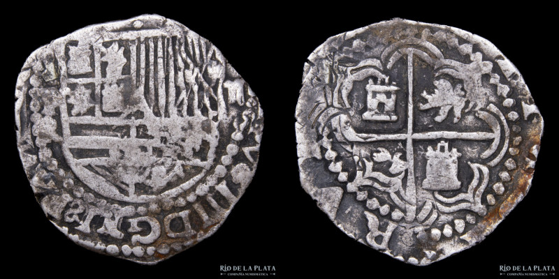 Potosí. Felipe III (1598-1621) 2 Reales 1602-1613 R (Baltasar Ramos Leceta). Mac...