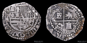 Potosi. Felipe III. 2 Reales 1602-1613 R. Macuquina. CJ 9.2.2