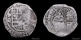 Potosi. Felipe III. 2 Reales 1614-1616 Q. Macuquina. CJ 9.3.2