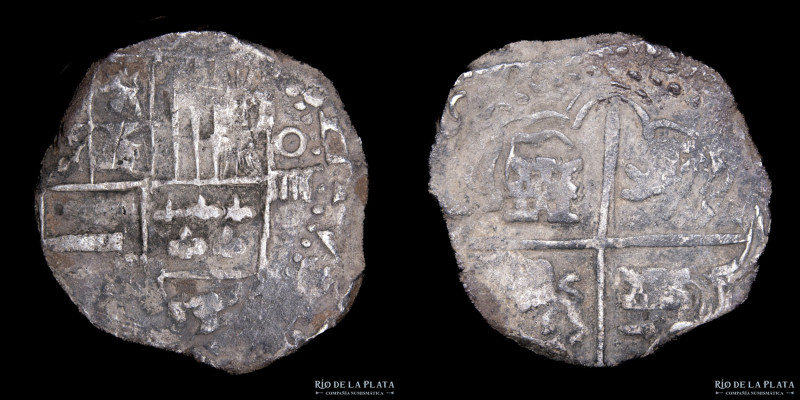 Potosí. Felipe IV (1621-1665) 4 Reales 1622/29 P. Macuquina. Plata 930; 28mm; 12...