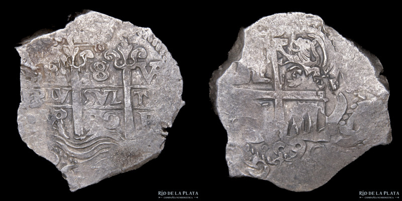 Potosí. Carlos II (1667-1701) 8 Reales 1690 VR (Pedro Villar). Macuquina. Plata ...