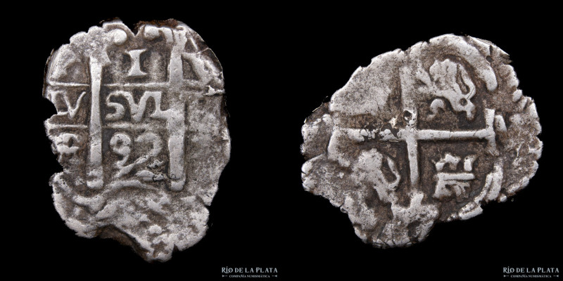 Potosi. Carlos II (1667-1701). 1 Real 1692 VR (Pedro Villar). Macuquina. Plata 9...