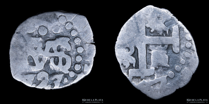 Potosí. Luis I (1725-1727) 1/2 Real 1727 Y (Diego de Ybarbouru). Macuquina. Plat...