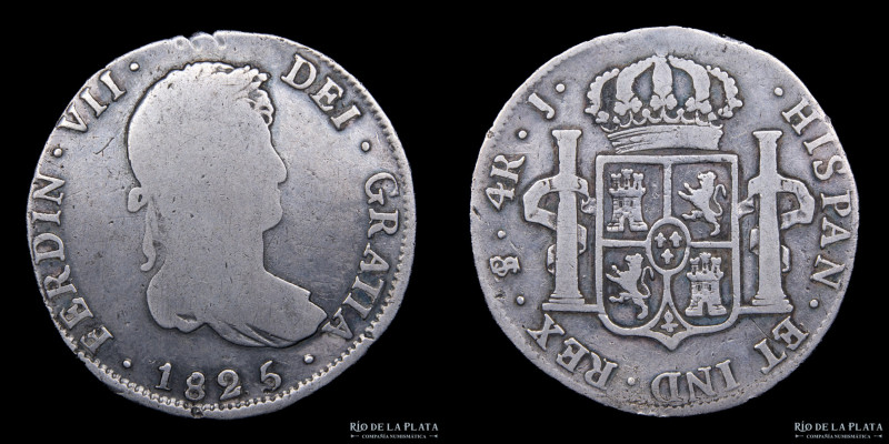 Potosi. Fernando VII (1808-1833) 4 Reales 1825 J (Juan Palomo y Sierra). Rara co...