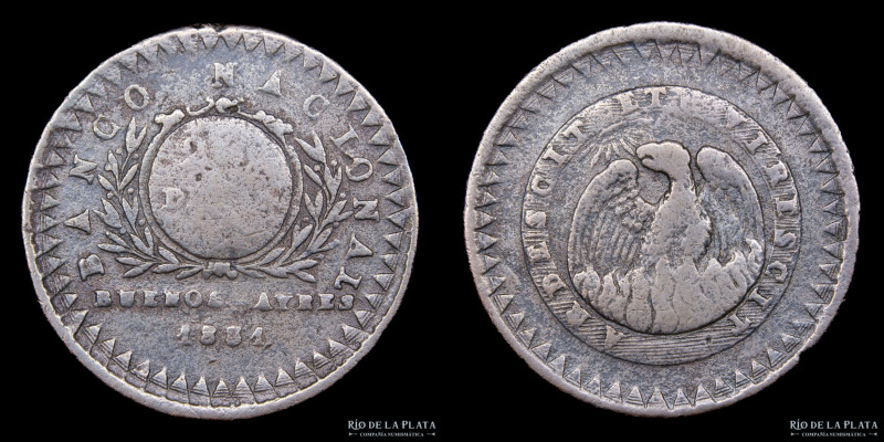 Argentina. Buenos Aires. 20 Décimos 1831. Buenos Aires mint. Cobre; 32.5 mm; 21....