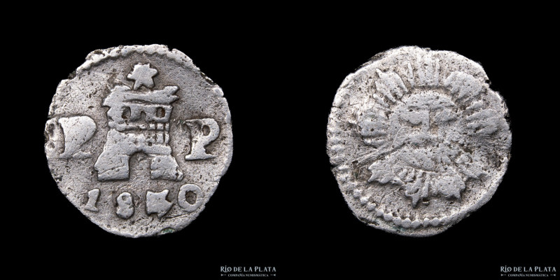 Argentina. Cordoba. 1/4 Real 1840. Plata; 13mm; 0.72g. CJ 18.1.1 (A30-R17) (VF)...