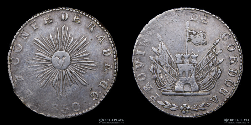 Argentina. Córdoba. 4 Reales 1850. Plata 750; 30.0mm; 13.73g. Segunda Casa de Mo...