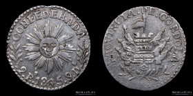 Argentina. Cordoba. 2 Reales 1845. CJ 51.1.1