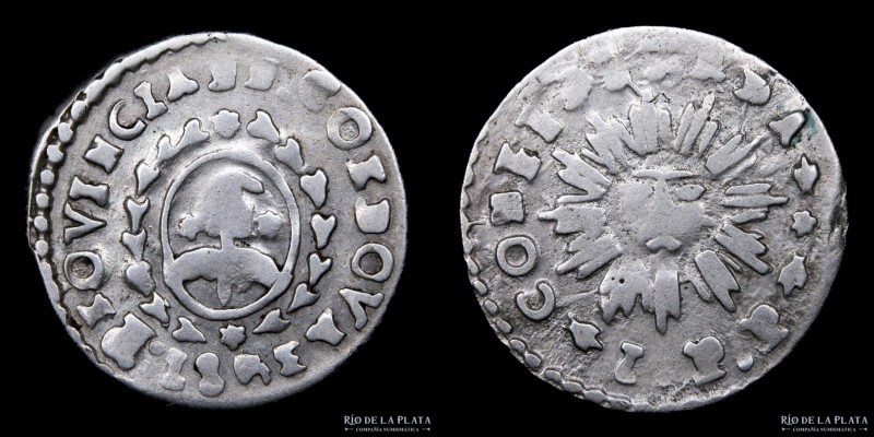 Argentina. Córdoba. 1 Real 1843 JPP. Plata; 20.0mm; 3.47g. CJ 43.1.1 (A8-R14) (V...